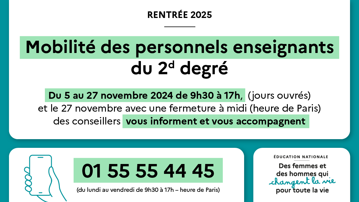 Du 5 au 25 novembre 2024 de 9h à 17h (jours ouvrés), sauf le 27 novembre avec une fermeture à midi (heure de Paris), des conseillers vous informent et vous accompagnent au 01 55 55 44 44 (du lundi au vendredi de 9h à 17h, heure de Paris)